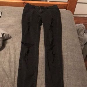 Distressed mid-rise jeans